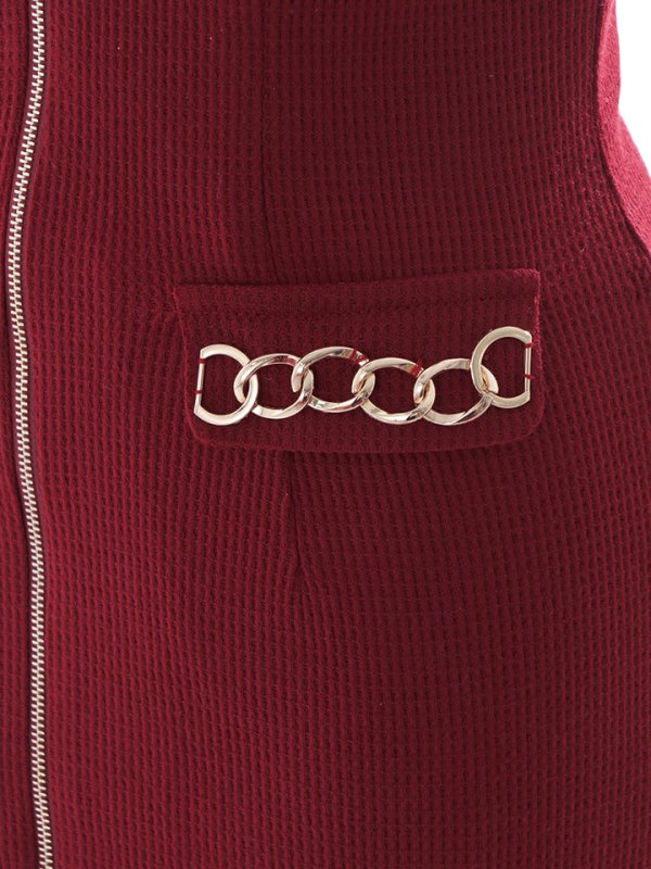 画像16: SALE!ワッフルドレス/無地/チェーン/谷間見せ/タイト/キャバドレス/ミニドレス【XS-Lサイズ/1カラー】[HC02-X] 【YN】dzk (16)