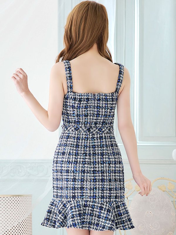 画像7: ツイードキャミソールドレス/谷間見せ/背中見せ/ミニドレス/キャバドレス【XS-Mサイズ/1カラー】[HC02] 【YN】dzw (7)