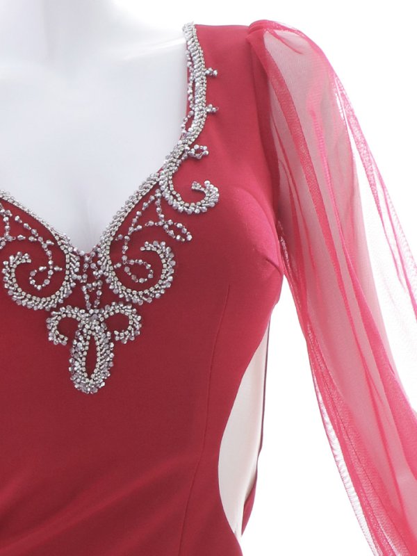 画像25: ボリュームシアースリーブドレス/ロングスリーブ/谷間魅せ/ウエストサイドシアー/透け/タイト/ミニドレス/キャバドレス【S-Lサイズ/2カラー】[HC02] 【YN】dzw (25)