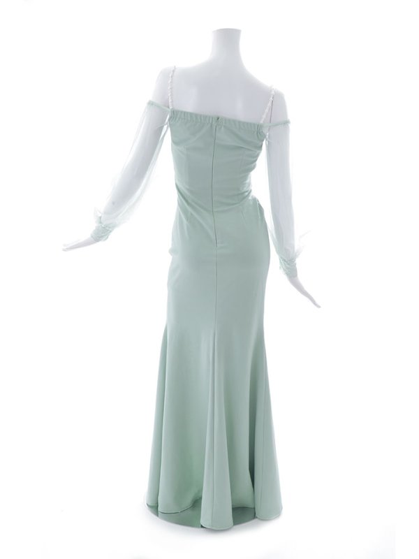 画像18: 【送料無料！】チュール長袖タックロングドレス/パール/キャミ/無地/ストレッチ/カットアウト/スリット/谷間見せ/タイト/ロングドレス/キャバドレス【S-Lサイズ/2カラー】[HC02-X] 【YN】dzwc (18)