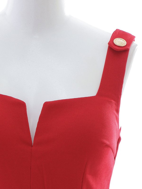 画像15: ワンカラーカジュアルドレス/ワッフル/ノースリーブ/ボタン/ポケット/Vカット/谷間見せ/背中見せ/ミニドレス/キャバドレス【XS-Mサイズ/1カラー】[HC02-U] 【YN】 (15)