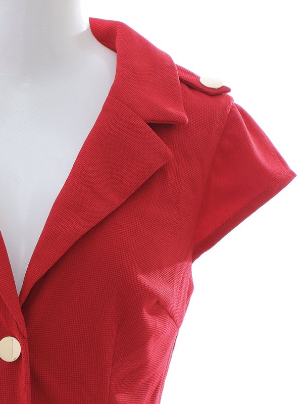 画像15: SALE!ウエストマークワッフルワンピ/テーラード/ゴールドボタン/谷間見せ/背中隠し/ミニドレス/キャバドレス 【XS-Mサイズ/1カラー】[HC02] 【YN】dzw (15)