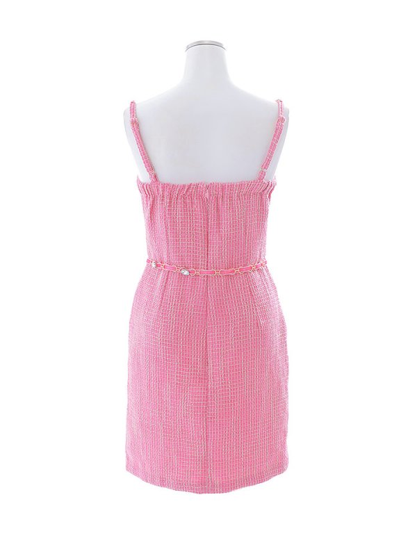 画像21: SALE!ビジューベルトキャミドレス/キャミソール/ノースリーブ/ツイード/チェック柄/ビジュー/ミニドレス/キャバドレス【XS-Mサイズ/1カラー】[HC02] 【YN】dzj (21)