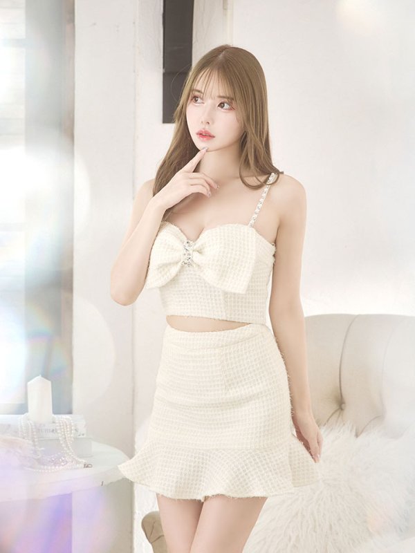 画像14: 【送料無料！】セットアップマーメイドミニドレス/リボン/ビジュー/キャミ/谷間見せ/背中見せ/ミニドレス/キャバドレス 【XS-Mサイズ/3カラー】[HC02-X] 【YN】dzt (14)