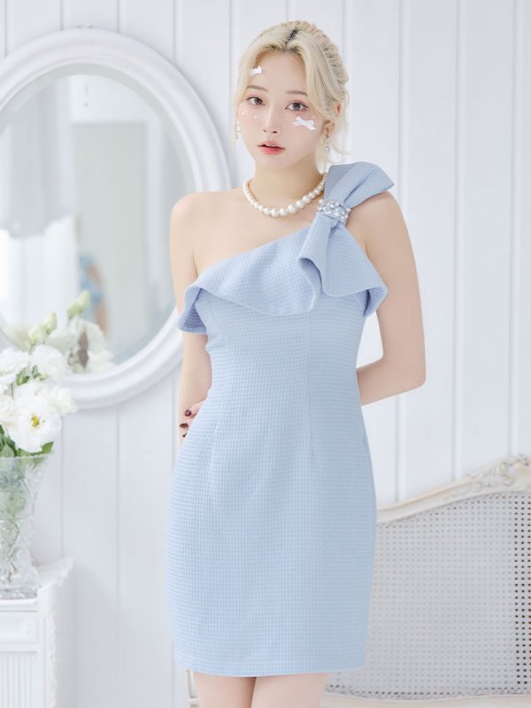 画像13: 【送料無料！】ワンショルミニドレス/タイト/胸元隠し/背中見せ/ビジュー/ミニドレス/キャバドレス【XS-Mサイズ/3カラー】[HC02-X] 【YN】dzj (13)