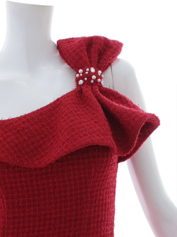 画像33: 【送料無料！】ワンショルツイードミニドレス/タイト/胸元隠し/背中見せ/ビジュー/ミニドレス/キャバドレス【XS-Mサイズ/3カラー】[HC02-X] 【YN】dzj (33)