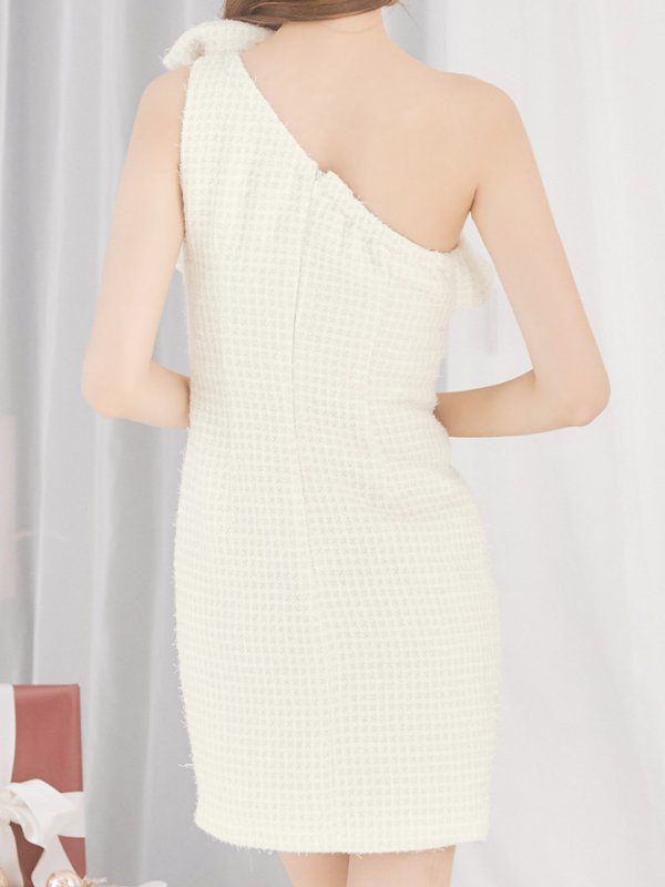 画像8: 【送料無料！】ワンショルツイードミニドレス/タイト/胸元隠し/背中見せ/ビジュー/ミニドレス/キャバドレス【XS-Mサイズ/3カラー】[HC02-X] 【YN】dzj (8)