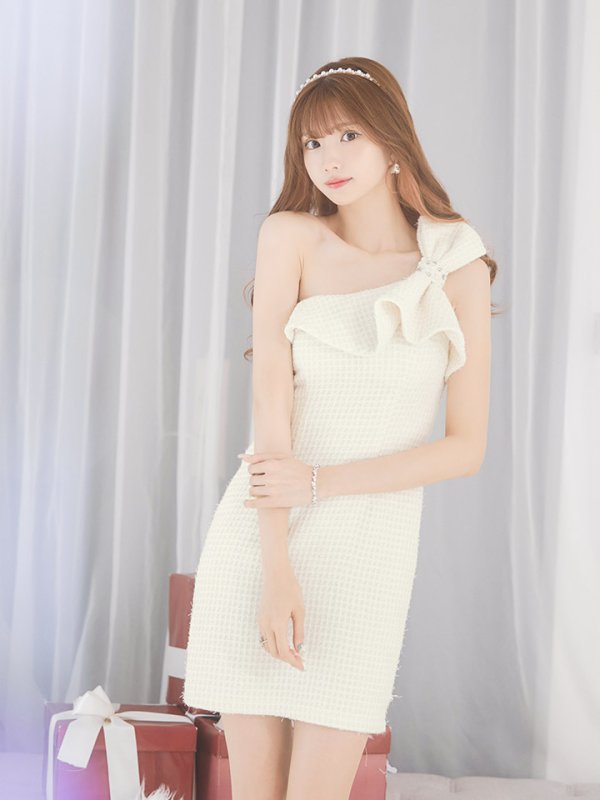 画像17: 【送料無料！】ワンショルツイードミニドレス/タイト/胸元隠し/背中見せ/ビジュー/ミニドレス/キャバドレス【XS-Mサイズ/3カラー】[HC02-X] 【YN】dzj (17)