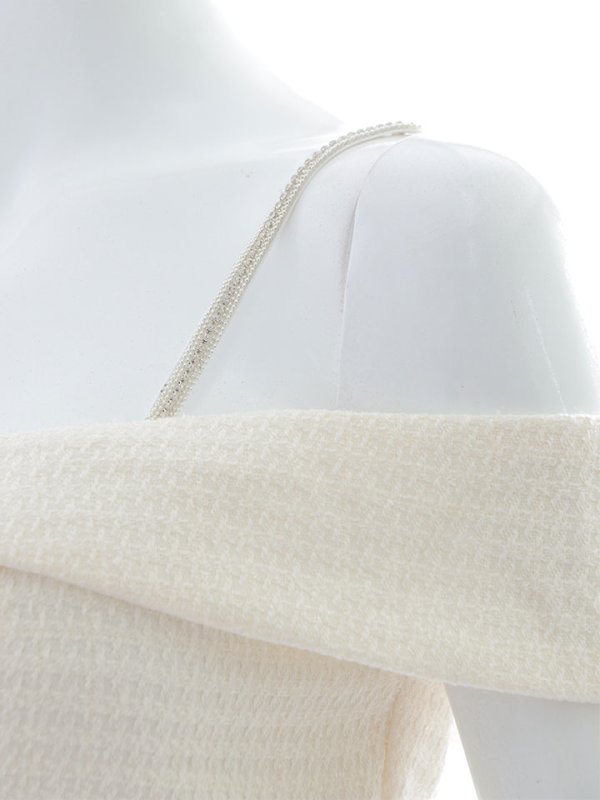 画像19: 【送料無料！】Lサイズ登場!ラメツイードドレス/オフショルダー/セットアップ/2ピース/チェック柄/マーメイドスカート/ビジューストラップ/ボタン/谷間見せ/背中見せ/ミニドレス/キャバドレス【XS-Lサイズ/2カラー】[HC02-X] 【YN】dzy (19)