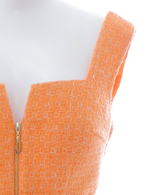 画像14: 【送料無料！】ツイードAラインミニドレス/ノースリーブ/チェック柄/共布ベルト/谷間見せ/背中見せ/ミニドレス/キャバドレス 【XS-Mサイズ/1カラー】[HC02-X] 【YN】dzj (14)