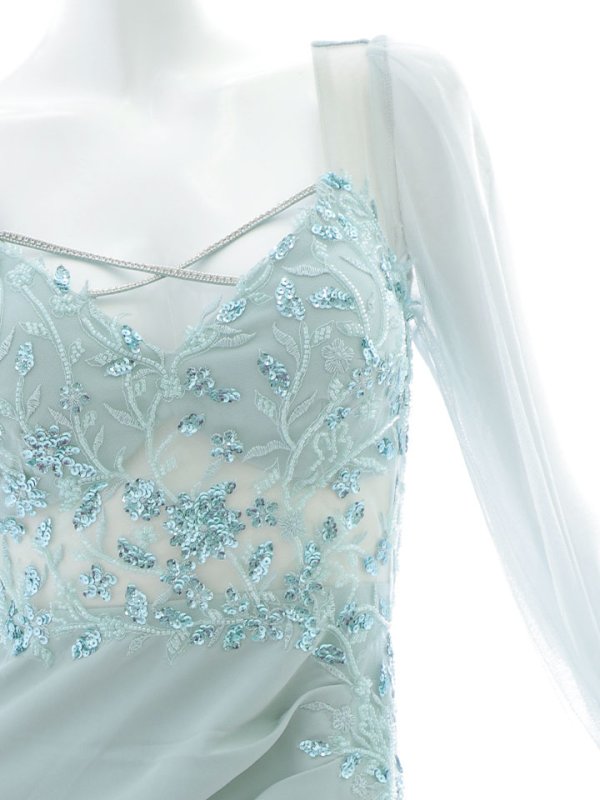 画像21: ビジューカットアウトロングドレス/スパンコール/シアー袖/サイドシアー/ ロングスリーブ/谷間見せ/背中隠し/キャバドレス【S-Lサイズ/2カラー】[HC02] 【YN】dzk (21)