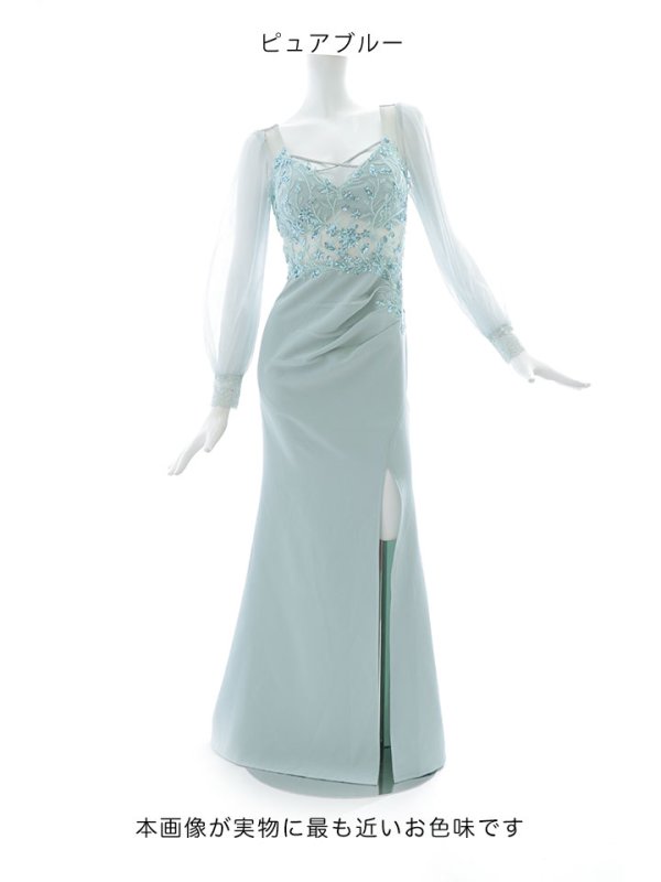 画像18: ビジューカットアウトロングドレス/スパンコール/シアー袖/サイドシアー/ ロングスリーブ/谷間見せ/背中隠し/キャバドレス【S-Lサイズ/2カラー】[HC02] 【YN】dzk (18)