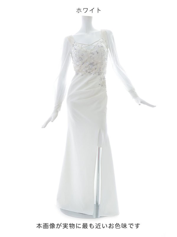 画像19: ビジューカットアウトロングドレス/スパンコール/シアー袖/サイドシアー/ ロングスリーブ/谷間見せ/背中隠し/キャバドレス【S-Lサイズ/2カラー】[HC02] 【YN】dzk (19)