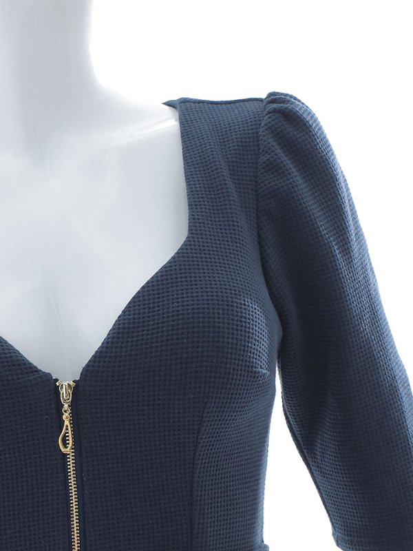 画像27: ジップアップドレス/ワッフル生地/ボタン/谷間見せ/背中隠し/ミニドレス/キャバドレス【XS-Lサイズ/3カラー】[HC02-X] 【YN】dzj (27)