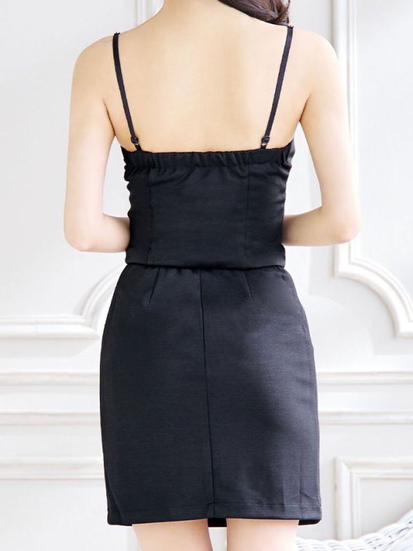 画像7: SALE!フロントジップキャミソールドレス/ビジュー/ボタン/セットアップ/ミニドレス/キャバドレス【XS-Mサイズ/1カラー】[OF03] 【YN】dzj (7)