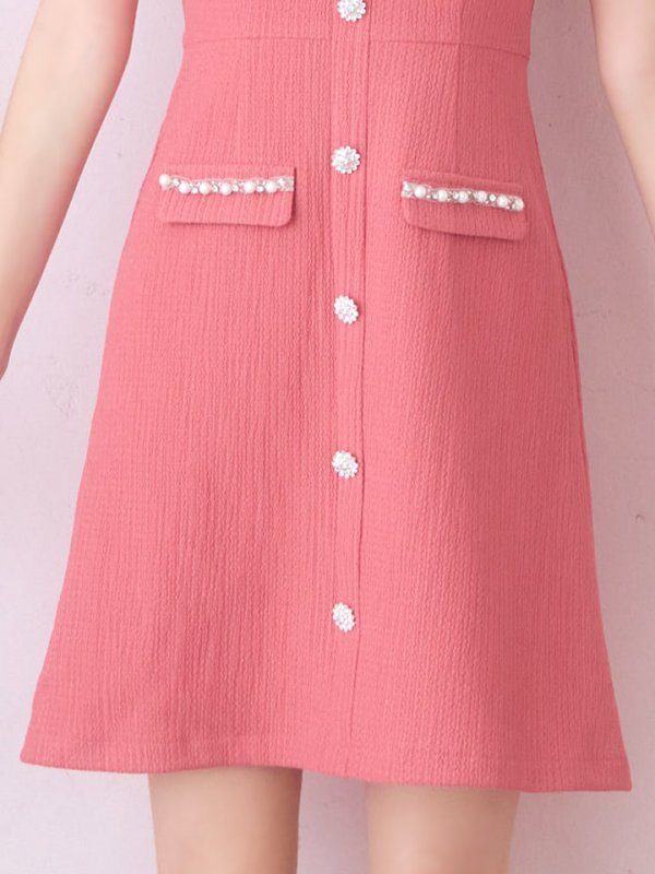 画像6: SALE!ノースリーブAラインミニドレス/Vカット/ボタン/谷間見せ/背中見せ/ミニドレス/キャバドレス【XS-Mサイズ/1カラー】[HC02] 【YN】dzc (6)