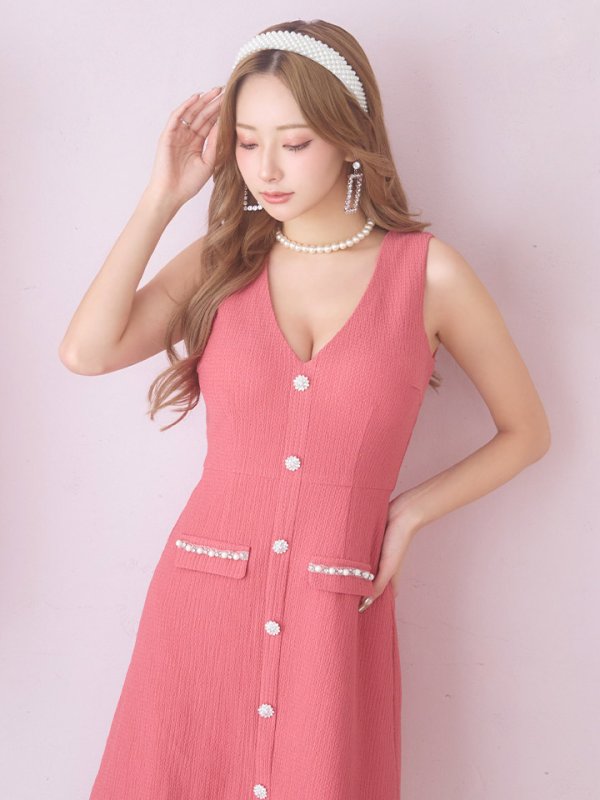 画像13: SALE!ノースリーブAラインミニドレス/Vカット/ボタン/谷間見せ/背中見せ/ミニドレス/キャバドレス【XS-Mサイズ/1カラー】[HC02] 【YN】dzc (13)