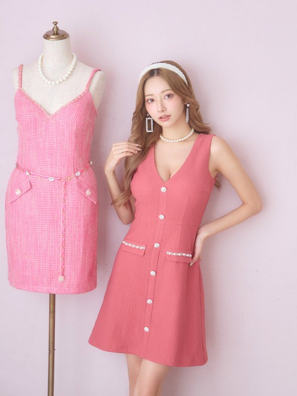 画像14: SALE!ノースリーブAラインミニドレス/Vカット/ボタン/谷間見せ/背中見せ/ミニドレス/キャバドレス【XS-Mサイズ/1カラー】[HC02] 【YN】dzc (14)