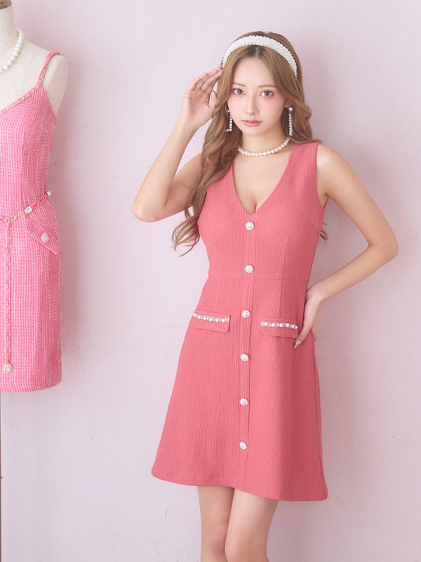 画像16: SALE!ノースリーブAラインミニドレス/Vカット/ボタン/谷間見せ/背中見せ/ミニドレス/キャバドレス【XS-Mサイズ/1カラー】[HC02] 【YN】dzc (16)