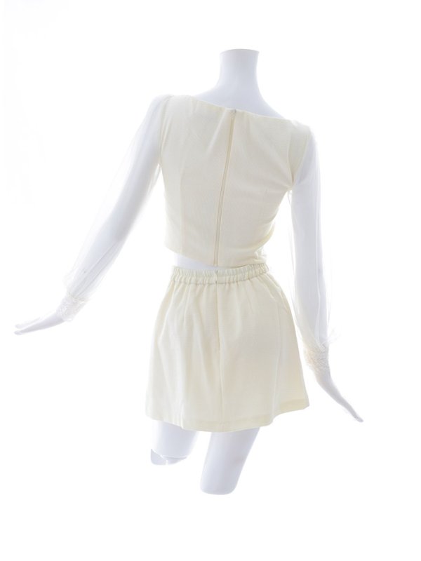 画像21: シアースリーブセットアップドレス/2ピース/チュール袖/谷間見せ/背中隠し/ミニドレス/キャバドレス【XS-Mサイズ/2カラー】[HC02-X] 【YN】dzw (21)