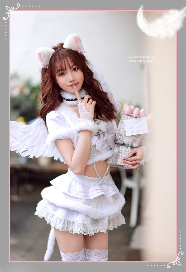 画像3: 【即日発送】猫耳天使【マリームーン】【ハロウィンコスプレ8点セット】【フリーサイズ/1カラー】[HC03] (3)