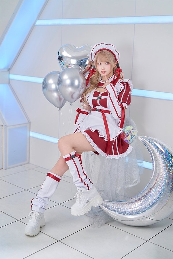 画像5: 【即日発送】アクセントラインハーネスジャージメイド【マリームーン】【ハロウィンコスプレ6点セット】【フリーサイズ/3カラー】[OF04] (5)