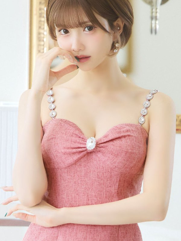 画像4: 【スプリングセール！】SALE!キャミソールビジューモチーフドレス/ツイード/肌魅せ/シアー/キャバドレス/ミニドレス【XS-Mサイズ/1カラー】[OF03] 【YN】dzj (4)
