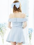 画像7: 【送料無料！】キャミツイードセットアップ/オフショルダー/パール紐/パールボタン/オフショルラップ/フレアスカート/胸元隠し/背中隠し/ミニドレス/キャバドレス【XS-Mサイズ/2カラー】[OF03-X] 【YN】dzw (7)