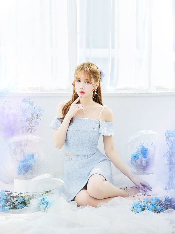 画像15: 【送料無料！】キャミツイードセットアップ/オフショルダー/パール紐/パールボタン/オフショルラップ/フレアスカート/胸元隠し/背中隠し/ミニドレス/キャバドレス【XS-Mサイズ/2カラー】[OF03-X]【YN】dzw (15)