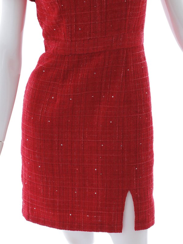 画像38: ツイードミニドレス/スクエアネック/ツイード /チェーン/タイトスカート/谷間見せ/背中隠し/キャバドレス/ミニドレス【XS-XLサイズ/3カラー】[OF03] 【YN】dzw (38)