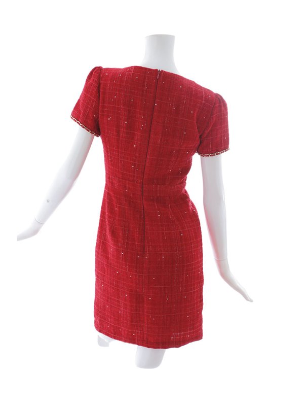 画像32: ツイードミニドレス/スクエアネック/ツイード /チェーン/タイトスカート/谷間見せ/背中隠し/キャバドレス/ミニドレス【XS-XLサイズ/3カラー】[OF03] 【YN】dzw (32)