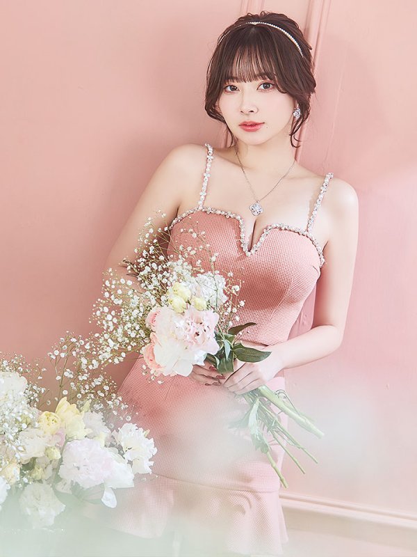 画像8: 【送料無料！】ワッフルセットアップドレス/ビジュー/キャミソール/ノースリーブ/マーメイドスカート/谷間見せ/背中見せ/ミニドレス/キャバドレス【XS-Mサイズ/1カラー】[OF03-X] 【YN】dzw (8)