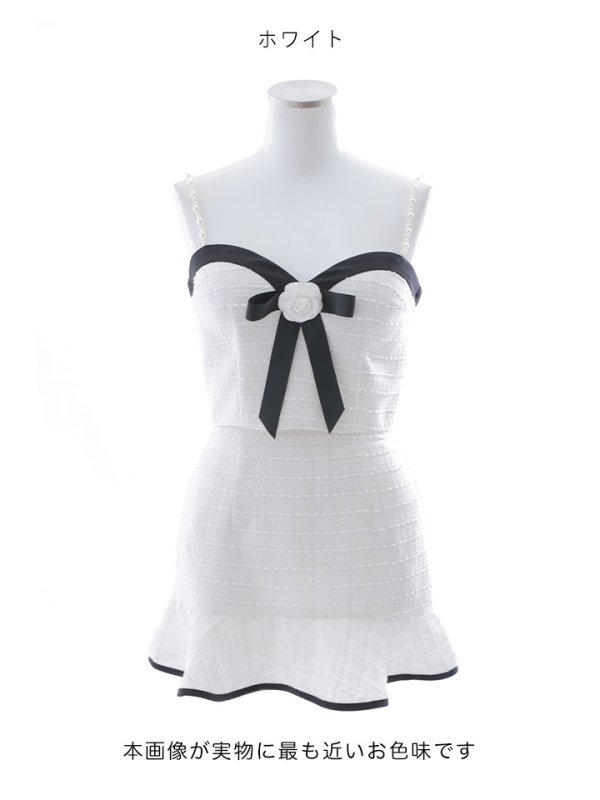 画像36: マーメイドツイードドレス/ノースリーブ/フラワーモチーフブローチ/谷間見せ/背中隠し/ミニドレス/キャバドレス【S-Mサイズ/1カラー】【複数品番】[OF03] 【YN】dzw (36)