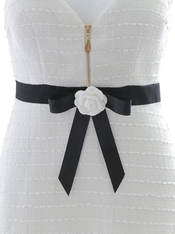 画像21: マーメイドツイードドレス/ノースリーブ/フラワーモチーフブローチ/谷間見せ/背中隠し/ミニドレス/キャバドレス【S-Mサイズ/1カラー】[OF03] 【YN】dzw (21)