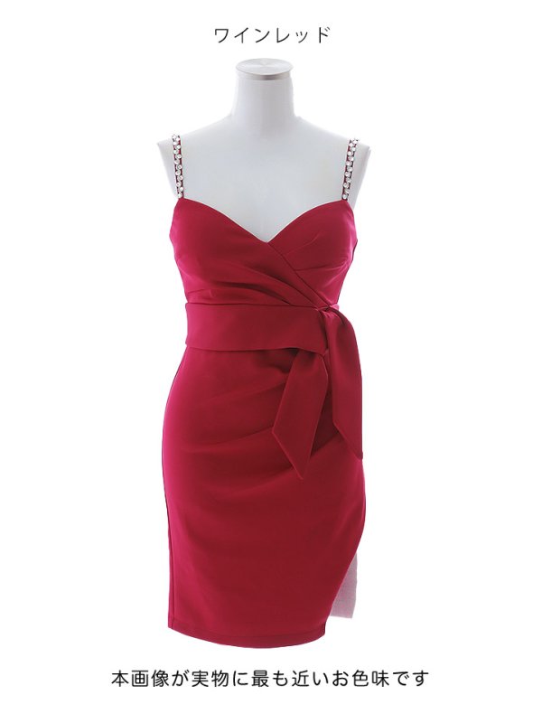 画像28: キャミソールドレス/ノースリーブ/ビジュー/リボンベルト/谷間見せ/背中見せ/ミニドレス/キャバドレス【XS-Lサイズ/4カラー】[OF03] 【YN】dzj (28)