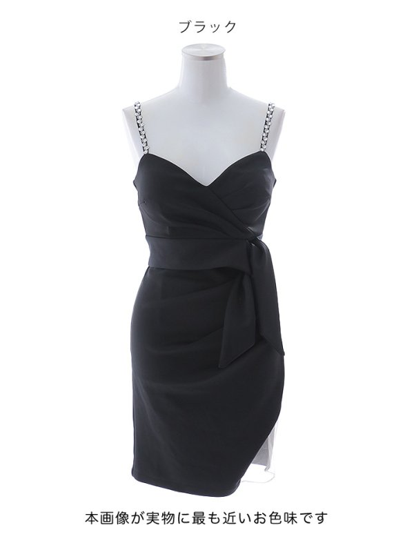画像34: キャミソールドレス/ノースリーブ/ビジュー/リボンベルト/谷間見せ/背中見せ/ミニドレス/キャバドレス【XS-Lサイズ/4カラー】[OF03] 【YN】dzj (34)