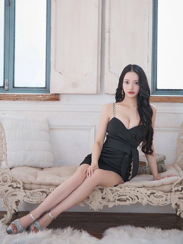 画像23: キャミソールドレス/ノースリーブ/ビジュー/リボンベルト/谷間見せ/背中見せ/ミニドレス/キャバドレス【XS-Lサイズ/4カラー】[OF03] 【YN】dzj (23)