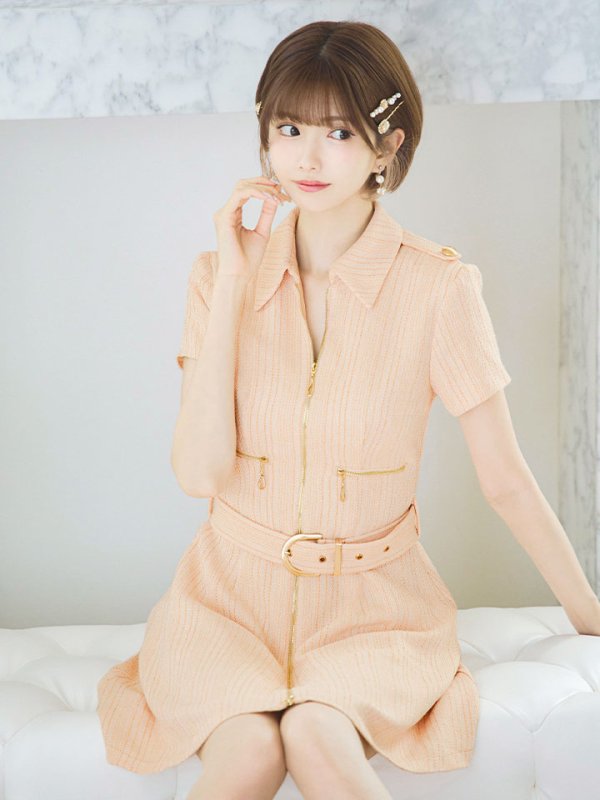 画像14: 【送料無料!】フロントジップワンピース/襟付き/ベルト/谷間隠し/背中隠し/ミニドレス/キャバドレス【XS-Lサイズ/2カラー】[OF03-X] 【YN】dzw (14)