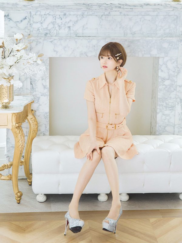 画像16: 【送料無料!】フロントジップワンピース/襟付き/ベルト/谷間隠し/背中隠し/ミニドレス/キャバドレス【XS-Lサイズ/2カラー】[OF03-X] 【YN】dzw (16)