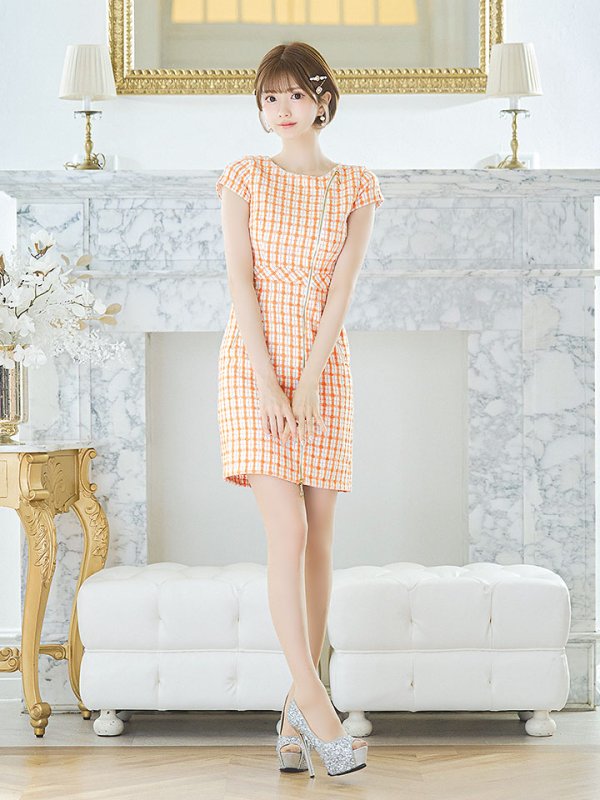 画像13: チェックツイードドレス/ジップアップ/半袖/ミニドレス/キャバドレス【XS-Mサイズ/1カラー】[OF03] 【YN】dzw (13)