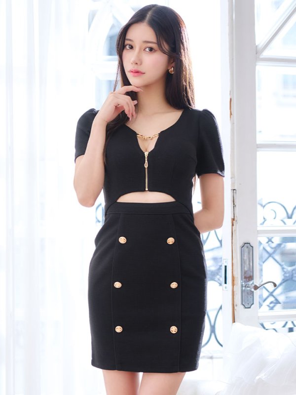 画像32: 新色&新サイズ登場!ワッフル/チェーン/ジップアップ/ボタン/谷間見せ/背中隠し/ミニドレス/キャバドレス【XS-XLサイズ/8カラー】[OF03-X] 【YN】dzw (32)