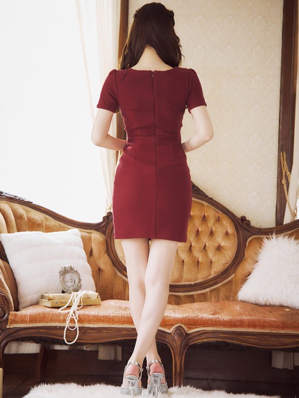 画像13: 新色&新サイズ登場!ワッフル/チェーン/ジップアップ/ボタン/谷間見せ/背中隠し/ミニドレス/キャバドレス【XS-XLサイズ/8カラー】[OF03-X] 【YN】dzw (13)