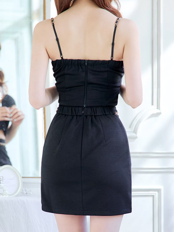 画像10: セットアップキャミソール/ジップアップ/チェーン/谷間見せ/背中見せ/ミニドレス/キャバドレス【XS-Mサイズ/5カラー】[OF03-U] 【YN】dzy (10)