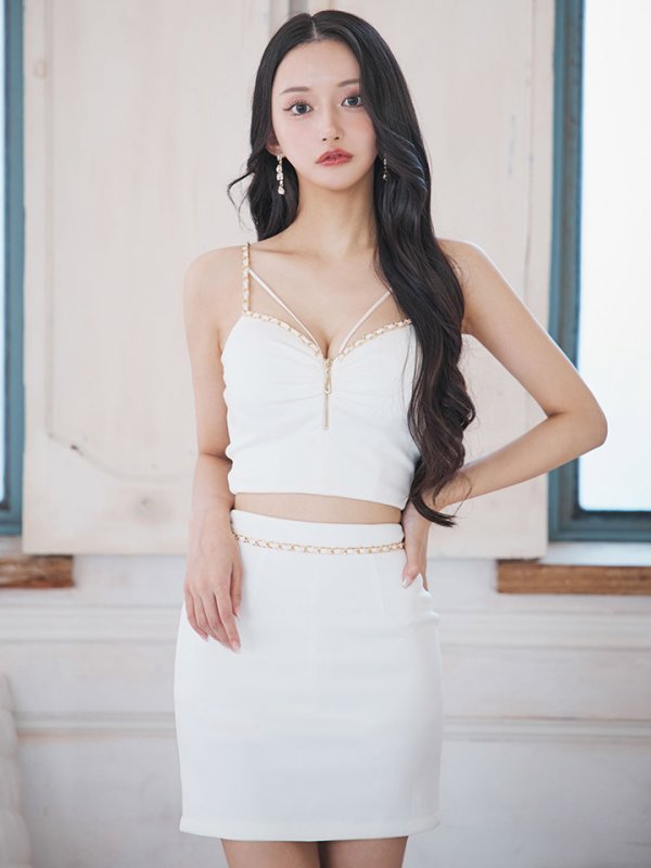 画像7: セットアップキャミソール/ジップアップ/チェーン/谷間見せ/背中見せ/ミニドレス/キャバドレス【XS-Mサイズ/5カラー】[OF03-U] 【YN】dzy (7)