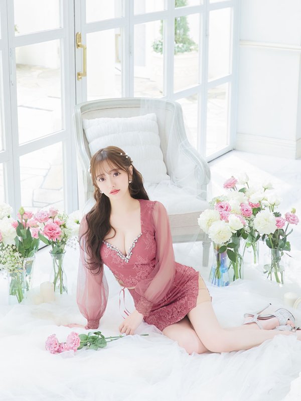 画像14: 【送料無料！】セットアップミニドレス/2ピース/チュール袖/キャバドレス/ワンカラー/谷間見せ/サイドシアー/レースアップ【XS-Lサイズ/4カラー】[OF03] 【YN】dzj (14)