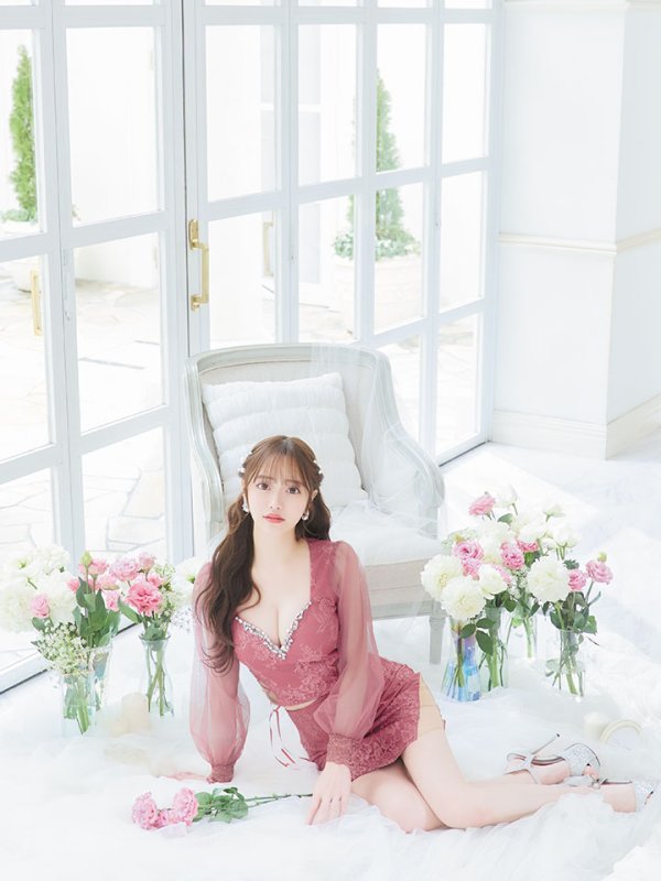 画像15: 【送料無料！】セットアップミニドレス/2ピース/チュール袖/キャバドレス/ワンカラー/谷間見せ/サイドシアー/レースアップ【XS-Lサイズ/4カラー】[OF03] 【YN】dzj (15)