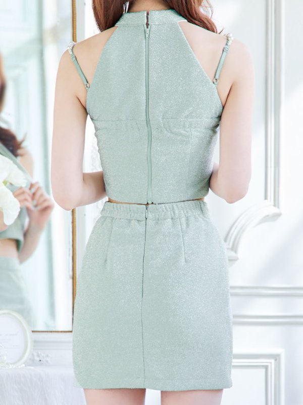 画像10: 再入荷！セットアップラメドレス/ホルターネック/ビジュー/スリット/ボタン/タイト/アメスリ/アメリカンスリーブ/ミニドレス/ キャバドレス【XS-Mサイズ/4カラー】[OF03-X] 【YN】dzw (10)