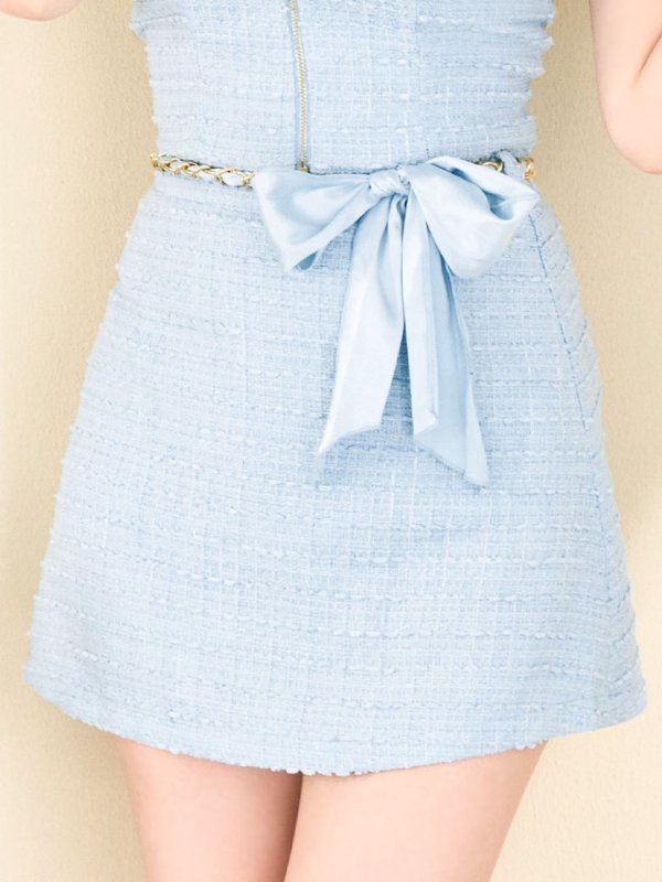 画像9: 【送料無料!】新色登場!ツイードセットアップキャミドレス/2ピース/リボン/パール/ジップ/チェーン/キャバドレス/ミニドレス【XS-Lサイズ/5カラー】[OF03] 【YN】dzw【一部予約商品/12月上旬発送予定】 (9)