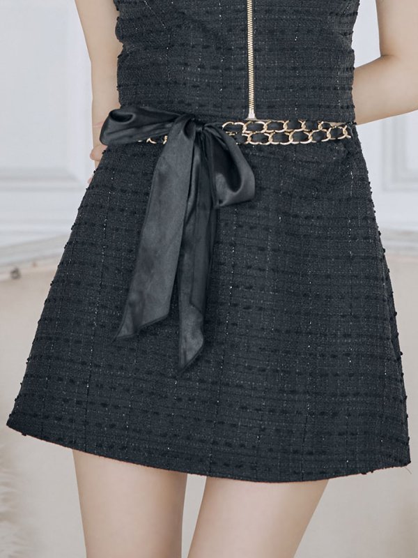 画像9: 【送料無料!】新色登場!ツイードセットアップキャミドレス/2ピース/リボン/パール/ジップ/チェーン/キャバドレス/ミニドレス【XS-Lサイズ/5カラー】[OF03] 【YN】dzw【一部予約商品/12月上旬発送予定】 (9)