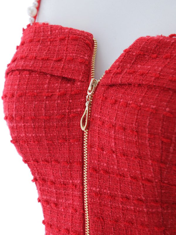 画像45: 【送料無料!】新色登場!ツイードセットアップキャミドレス/2ピース/リボン/パール/ジップ/チェーン/キャバドレス/ミニドレス【XS-Lサイズ/5カラー】[OF03] 【YN】dzw【一部予約商品/12月上旬発送予定】 (45)